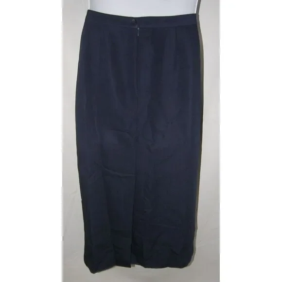 ALIA Solid Navy Blue Sz 16 Church Office or Casual Dress Lined Vented Midi Skirt - Picture 3 of 4